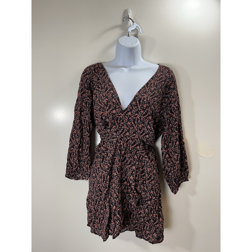 Free People Womens Babydoll Mini Dress Top S Floral Cottage Y2K Coastal Boho